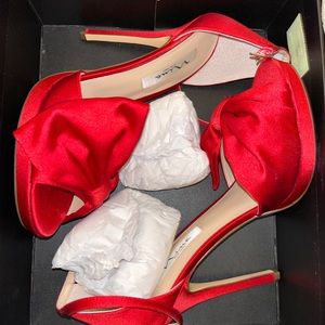 Red Satin High Heels
